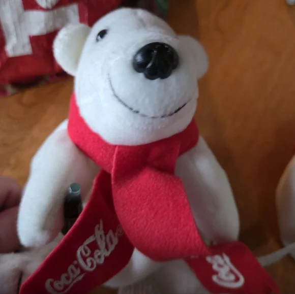 Coca-Cola Vintage Polar Bear Plush Set 1998 1999 Red Scarf Vest Mascot 2pc - Picture 6 of 11